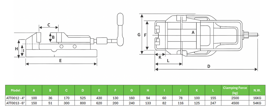 ATT0013 - 6'' Hydraulic Clamp - 4500 kg