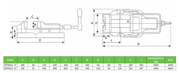 ATT0013 - 6'' Hydraulic Clamp - 4500 kg