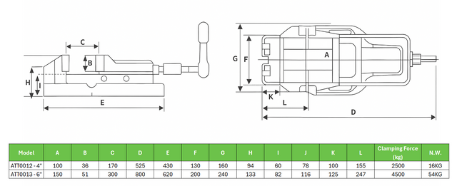 ATT0013 - 6'' Hydraulic Clamp - 4500 kg