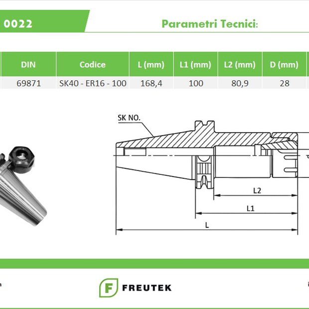 ATT0022 - SK40-ER16-100 Tool Holder Chuck - 5-piece set