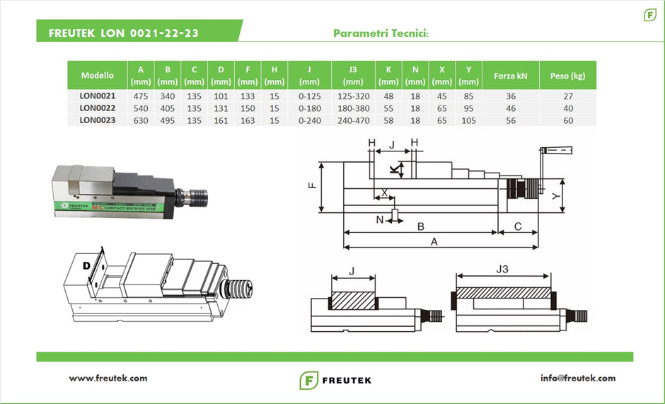 LON0021 - Mechanical/hydraulic vice 36 kN, 100x125mm,