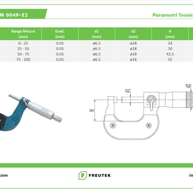 SDM0049 - Micrometro Centesimale per Esterni 0-25mm